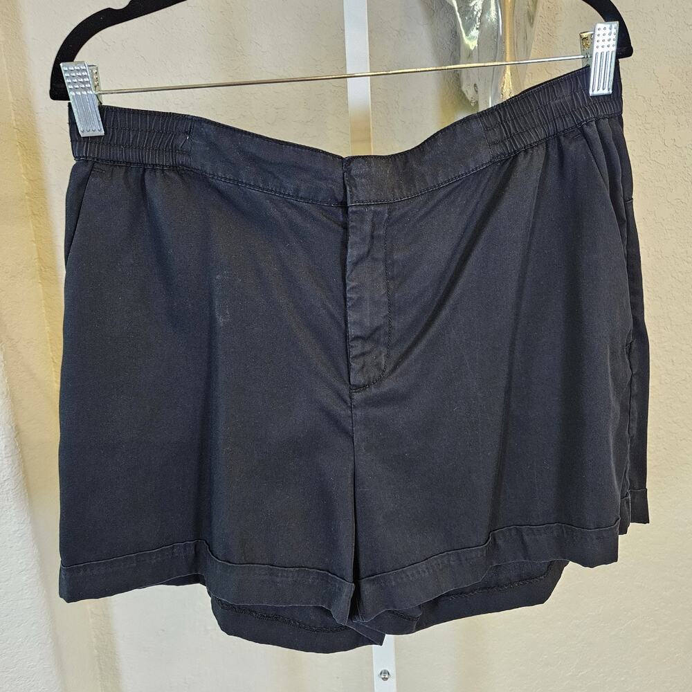 A New Day Black Lyocell Shorts Elastic Waist Flowy Casual Women's Large GUC